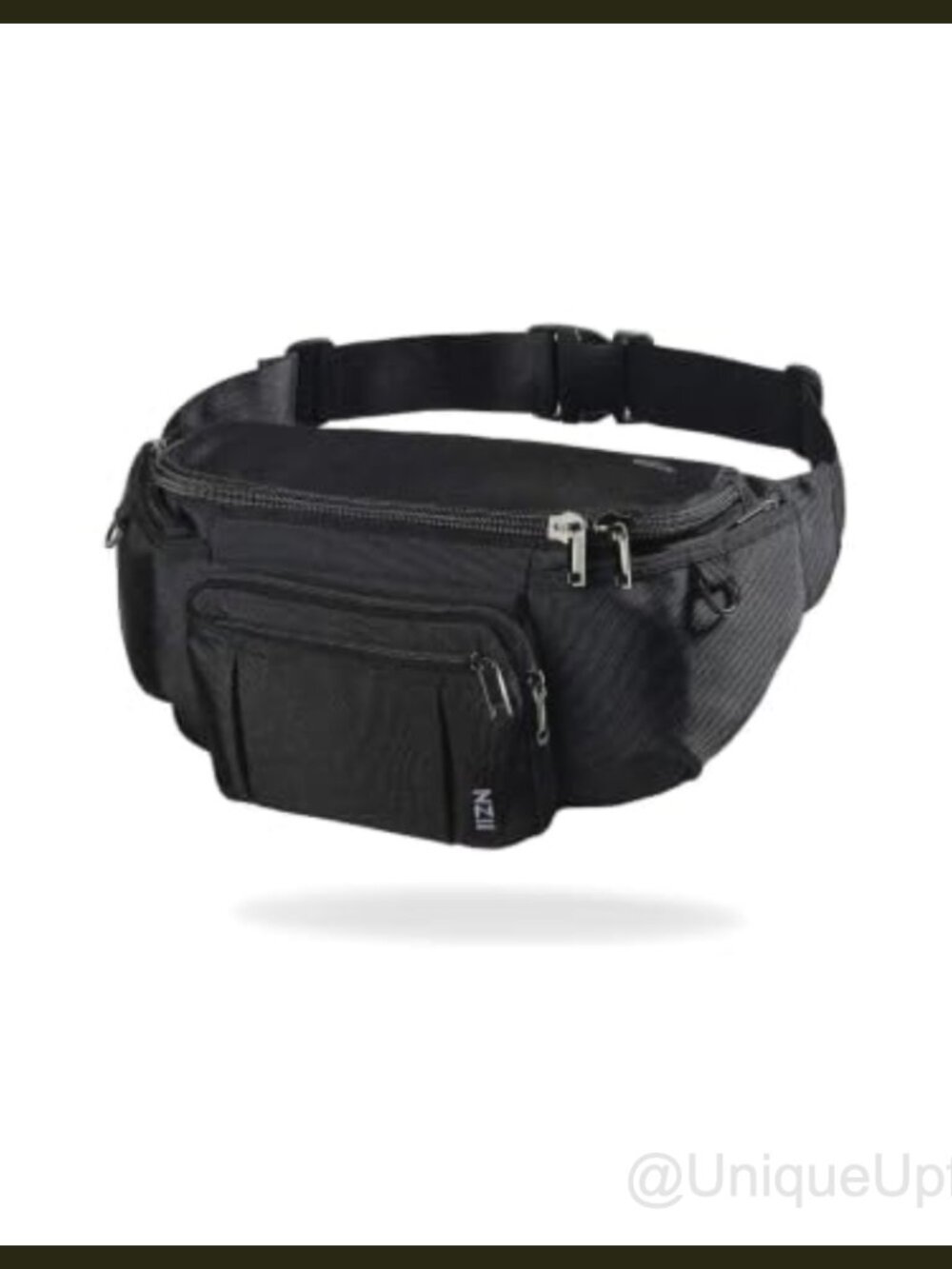 Water Resistant Nylon Waist Pack Fanny Pack 6 Zipper Pockets Adjustable Belt